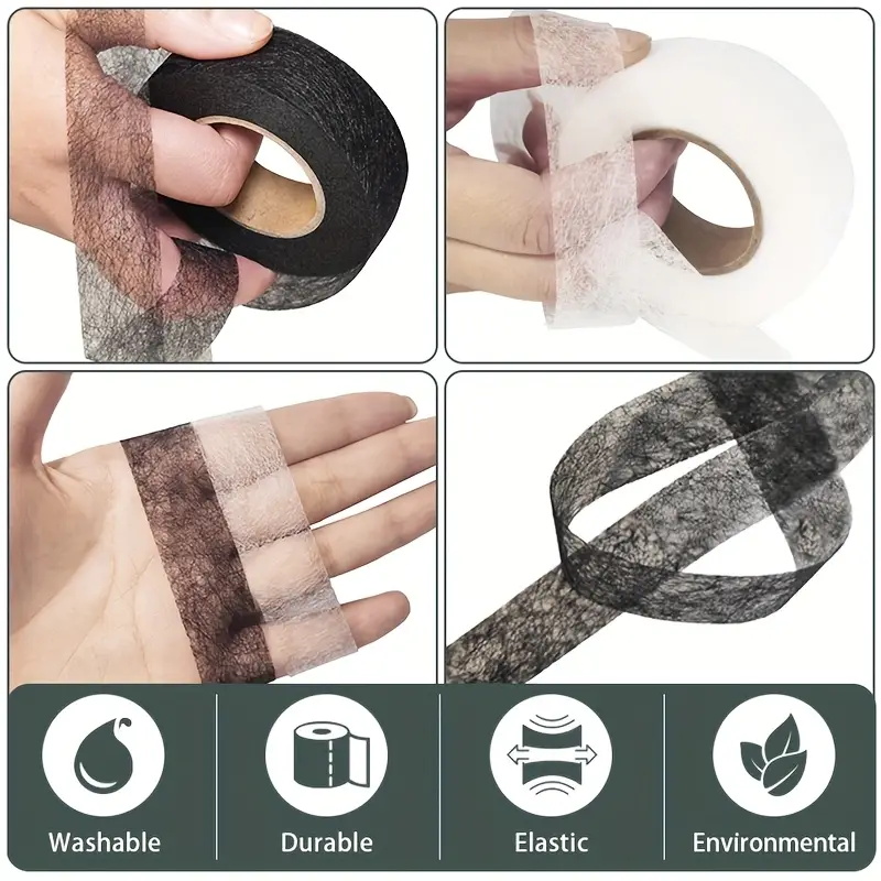 Hem Tape Fusible - 2Roll Black White Double-sided Interlining Adhesive