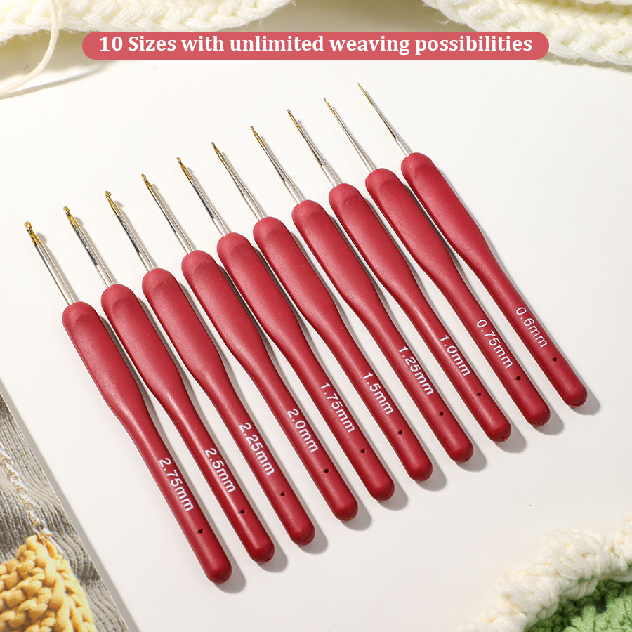10pcs Red Crochet Set Kit Sili - đánh giá và giá Sewing Necessities