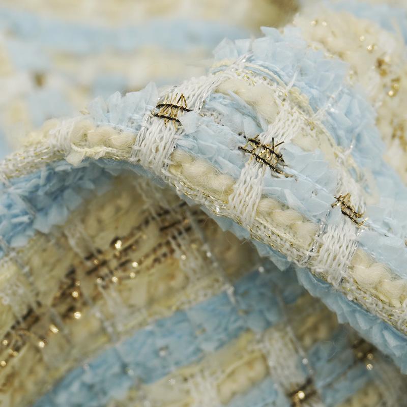 Blue Gold Interlace Plaid Twee - đánh giá và giá Sewing Tweed Fabric
