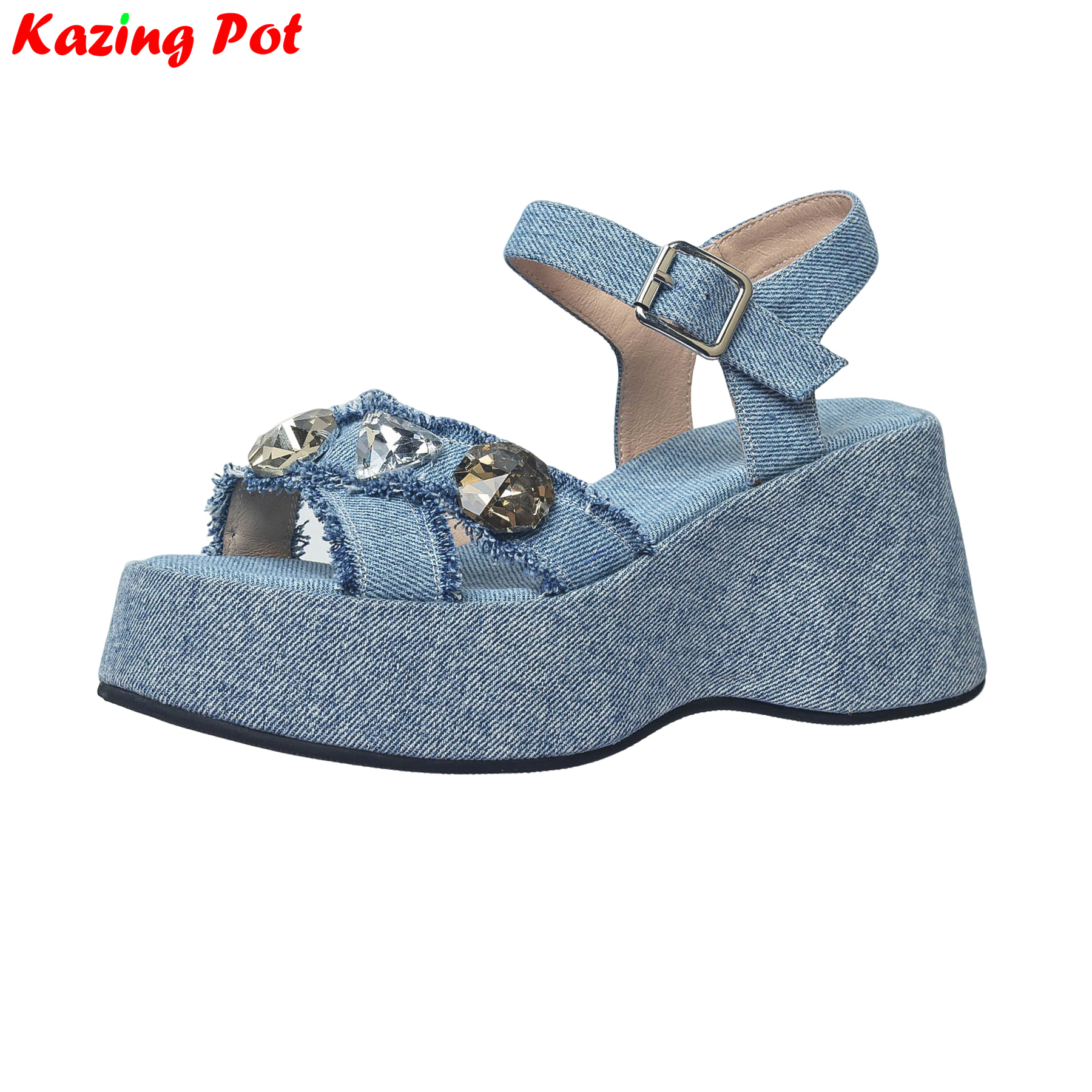 Krazing Pot Denim Peep Toe Pla - đánh giá và giá Sewing Cloth