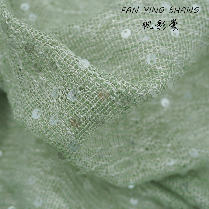 The Pale Green Sequins Tweed F - đánh giá và giá Sewing Tweed Fabric
