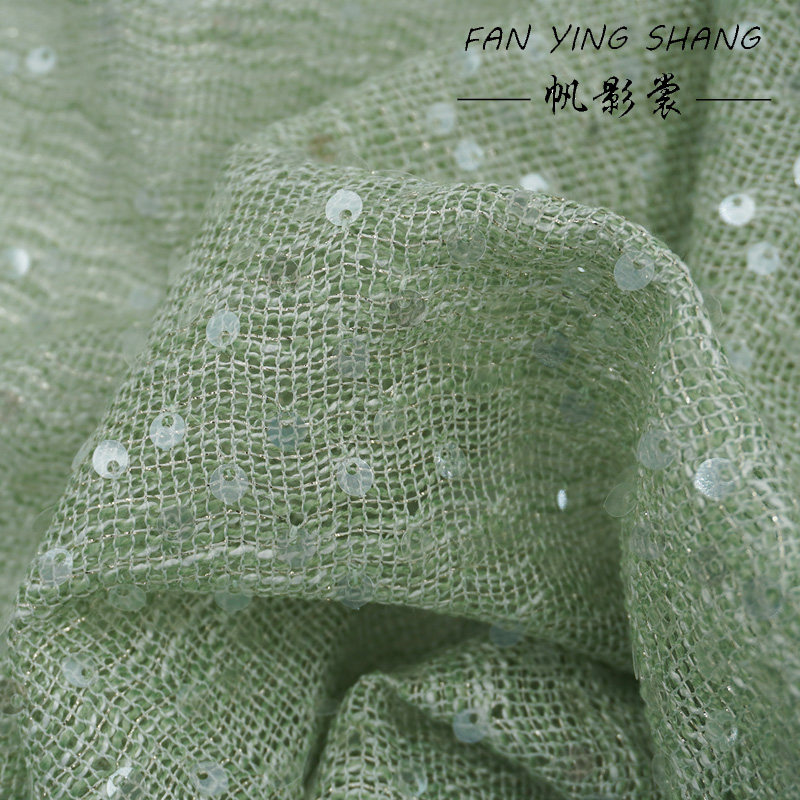 The Pale Green Sequins Tweed F - đánh giá và giá Sewing Tweed Fabric