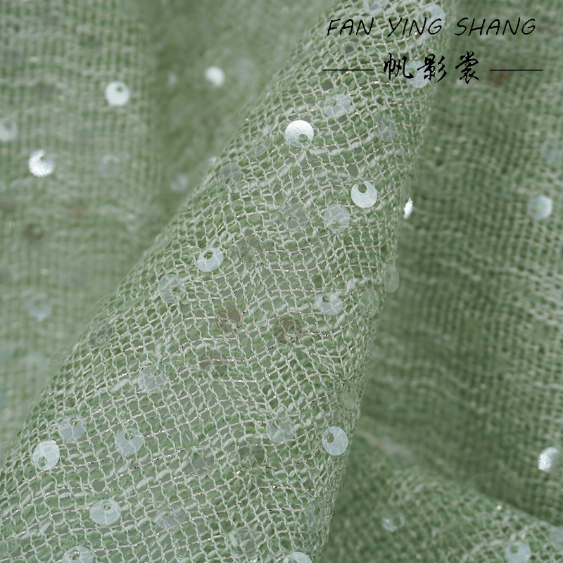 The Pale Green Sequins Tweed F - đánh giá và giá Sewing Tweed Fabric