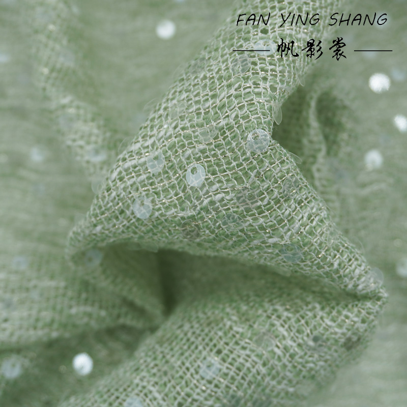The Pale Green Sequins Tweed F - đánh giá và giá Sewing Tweed Fabric