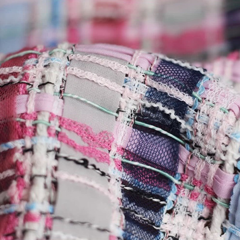 Luxury Pink & Blue Stripe Twee - đánh giá và giá Sewing Tweed Fabric