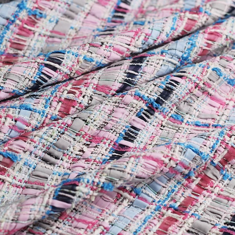 Luxury Pink & Blue Stripe Twee - đánh giá và giá Sewing Tweed Fabric